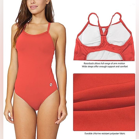 BALEAF womens red racerback athletic competitive swimsuit size 36 NWT - Picture 6 of 9